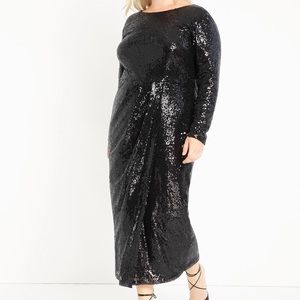 ELOQUII SEQUIN WRAP DRESS. STUNNINGLY COMFORTABLE FORMAL! SZ 14 PLUS SIZE EUC